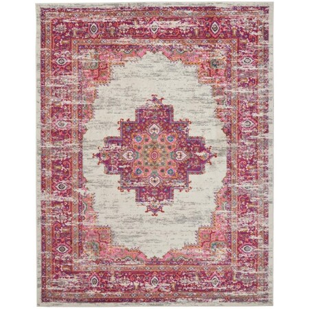 Palacedesigns 8 x 10 ft. Ivory & Fuchsia Distressed Area Rug PA3651753